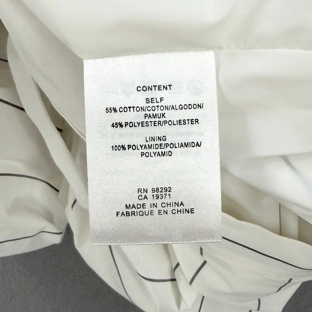 TIBI Striped Tech Poplin Bubble Shorts Womens 6 White Black Quiet Luxury Minimal